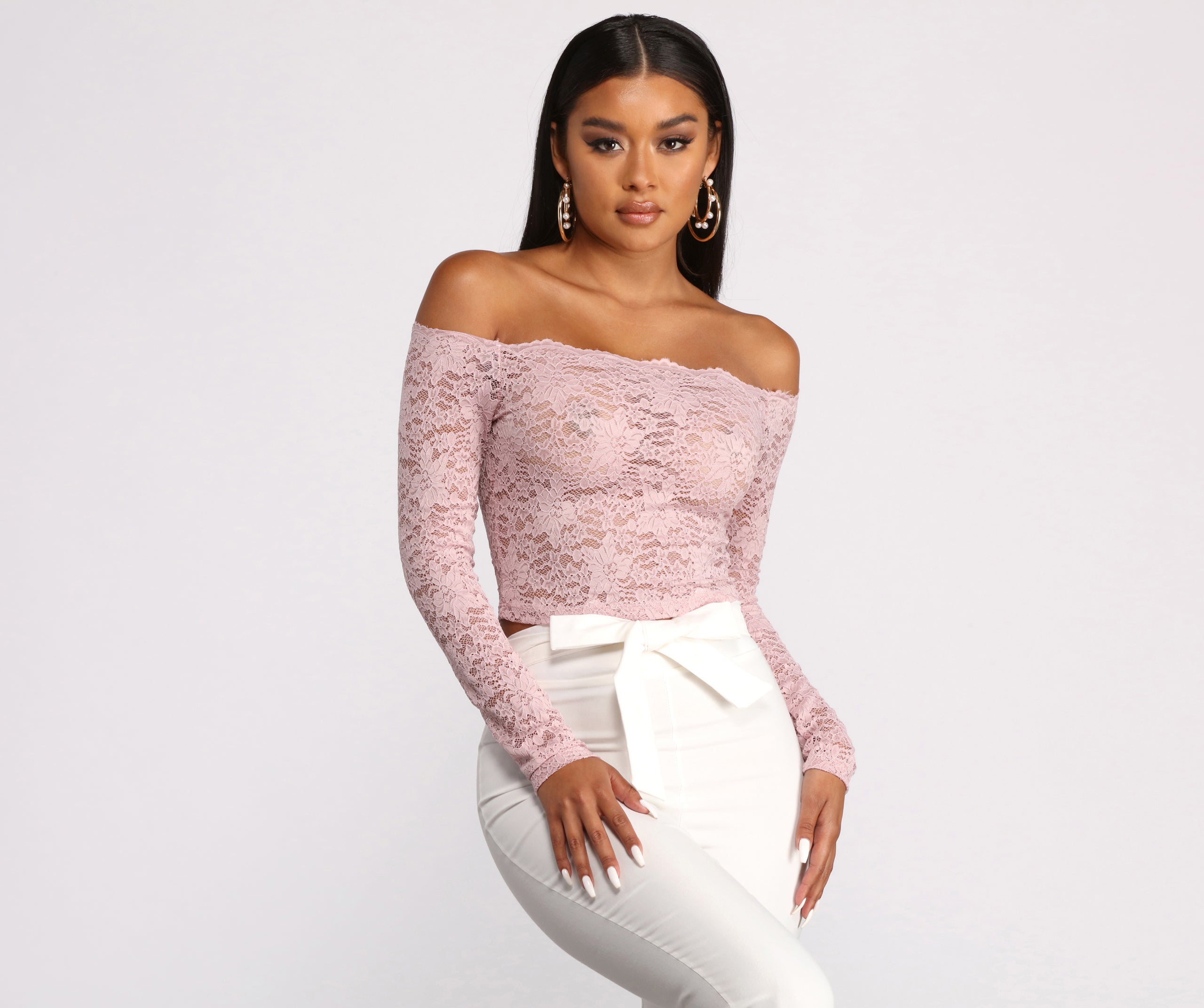 Off the Shoulder Floral Lace Top