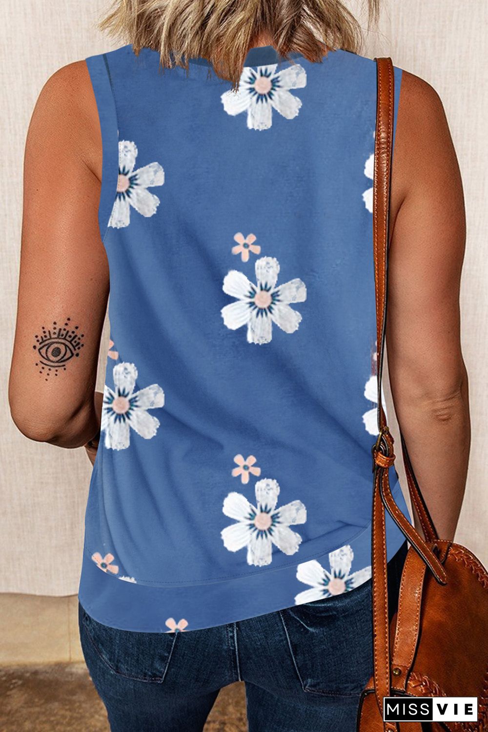 Sky Blue Crew Neck Tank Top