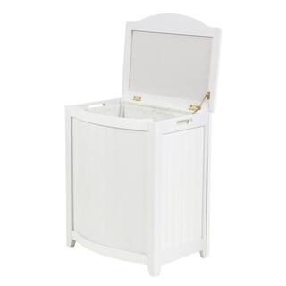 Oceanstar White Wainscot Style Bowed Front Laundry Hamper BHP0106W