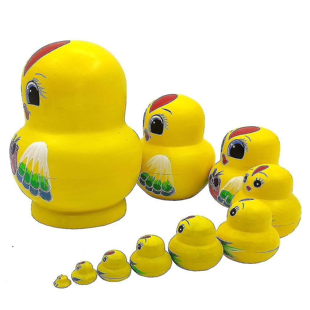 10pcs Animal Pattern Wooden Nesting Toys Russian Nesting Dolls Matryoshka Stacking Dolls