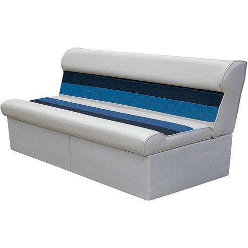 Wise 8WD106-1011 Deluxe Series Pontoon 55 In. Boat Bench Seat and Backrest Cushion Set Only， Color: Grey， Navy and Blue