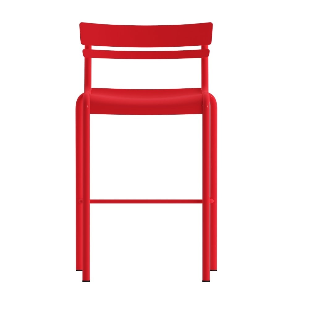 Modern Commercial Grade 2 Slat Indoor/Outdoor Steel Bar Stool