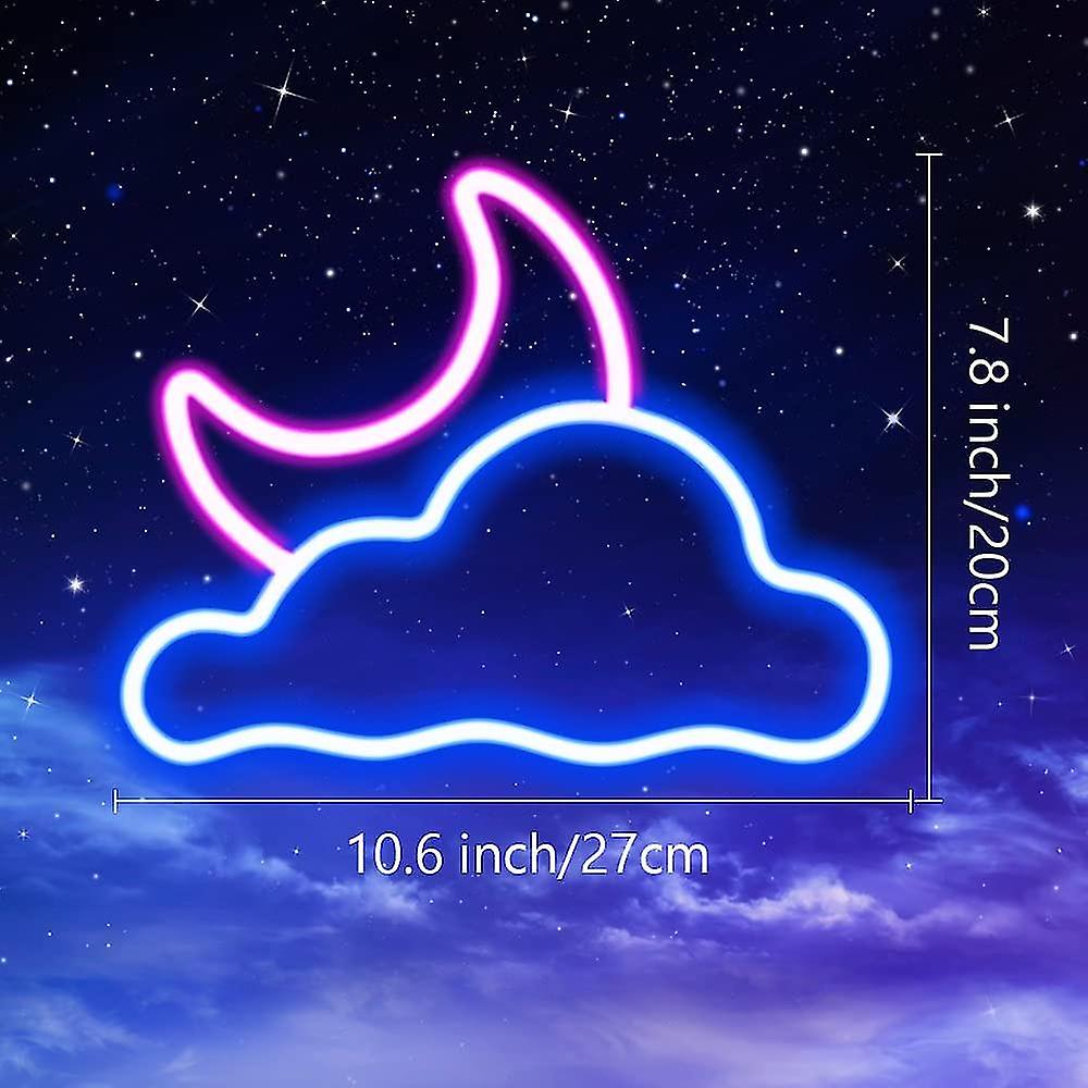 Neon Sign， Cloud And Moon Led Neon Light， Neon Lights Sign For Wall Decor Battery Powered Led Neon Signs For Bedroom Kids Room Wedding Party D