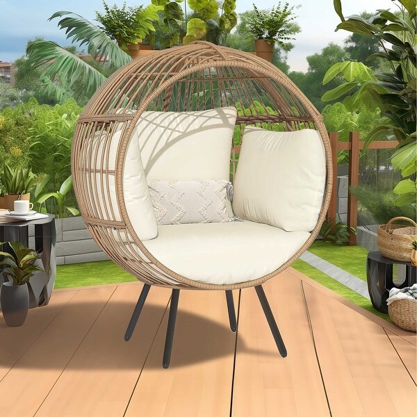 Moasis Oversized Patio Egg Chair Wicker Outdoor Indoor Basket Lounger Chair