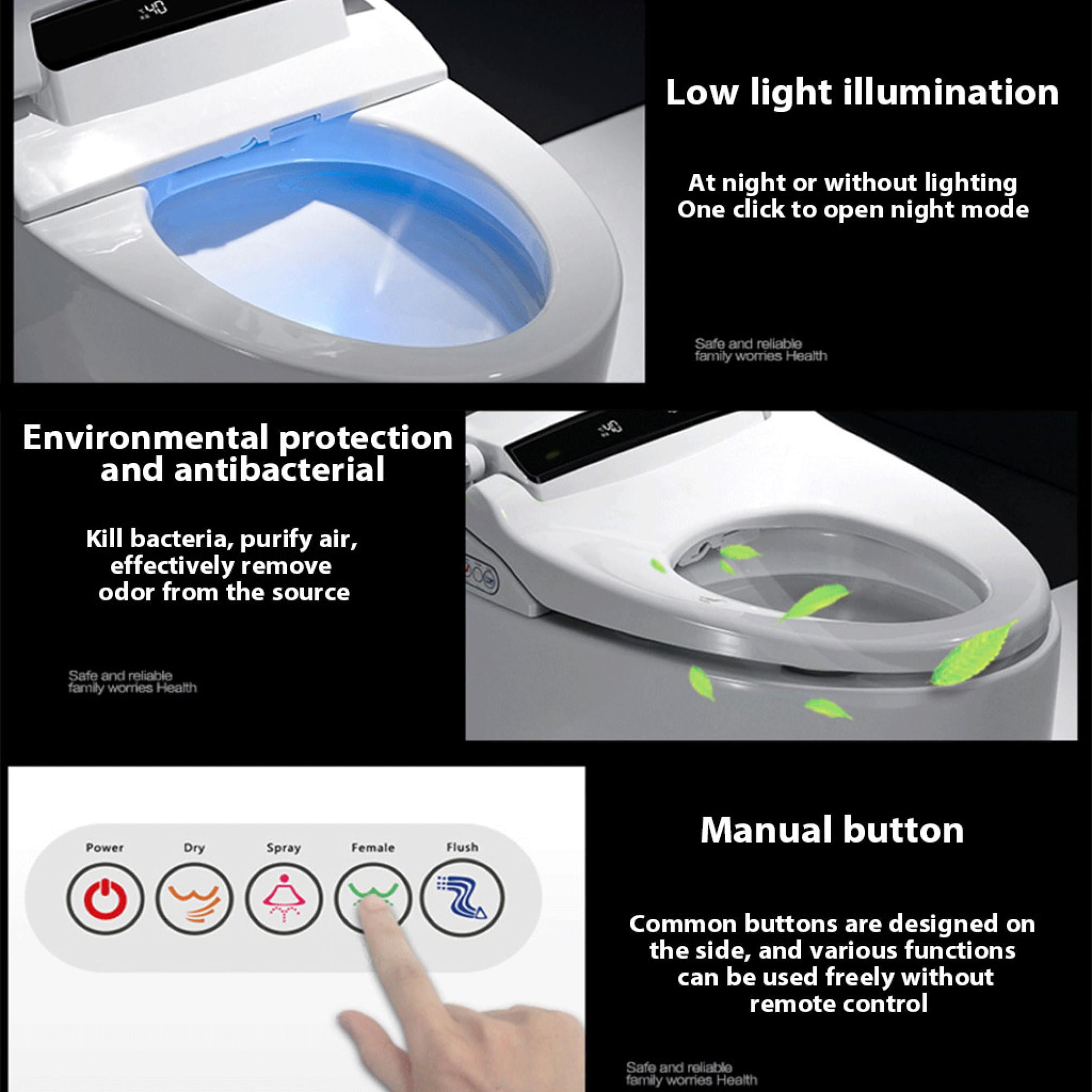 Ukeep Elongated one-piece Smart Toilet with Advance Bidet And Soft Closing Seat, Auto Dual Flush, UV-LED Sterilization, Heated Seat, Warm Water and Dry