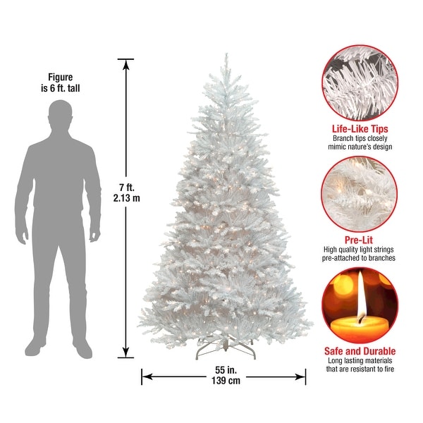 National Tree Company 7 ft. Dunhill White Fir Tree with Clear Lights