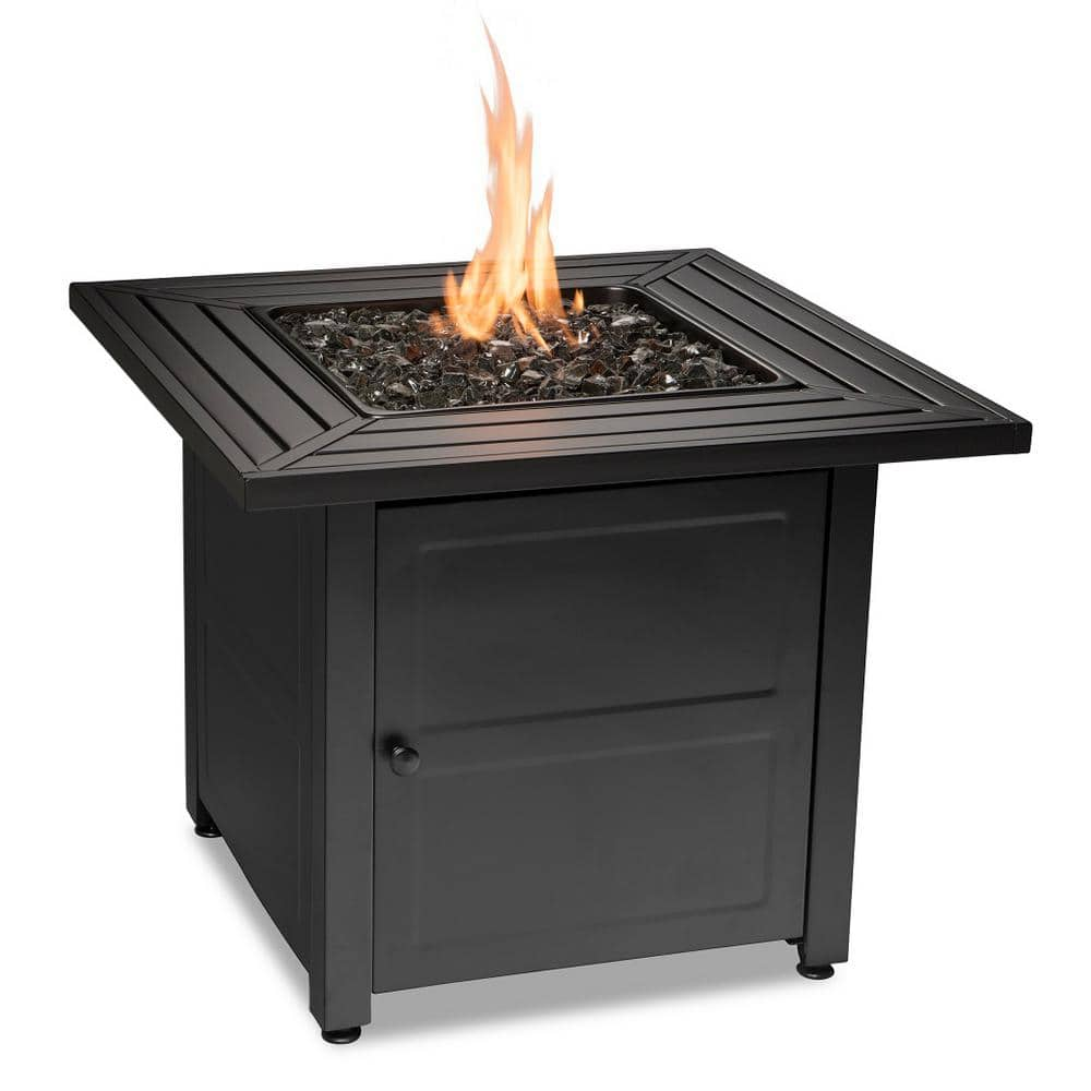 Endless Summer 30 in. W Black Weather Resistant Steel LP Gas Outdoor Fire Pit with Electronic Ignition and Black Fire Glass GAD1423M