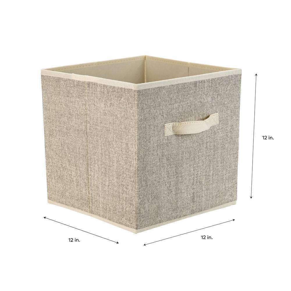 Simplify 12 in. H x 12 in. W x 12 in. D Beige Plastic Cube Storage Bin 25432-FEJ