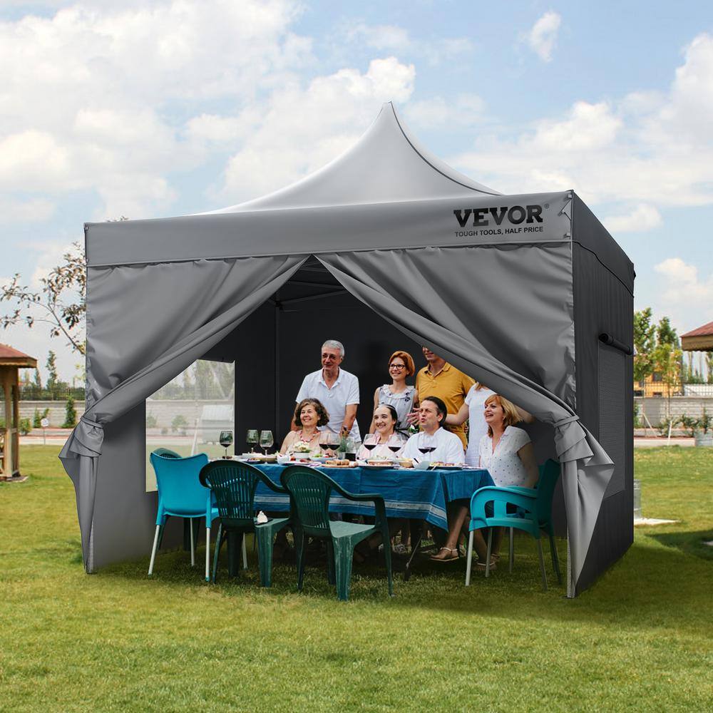 VEVOR 10 ft. x 10 ft. Pop Up Canopy with Removable Sidewalls Enclosed Canopy Tent Water Resistant Windproof for Outdoor Events DCSYPSH1010FTAFO2V0