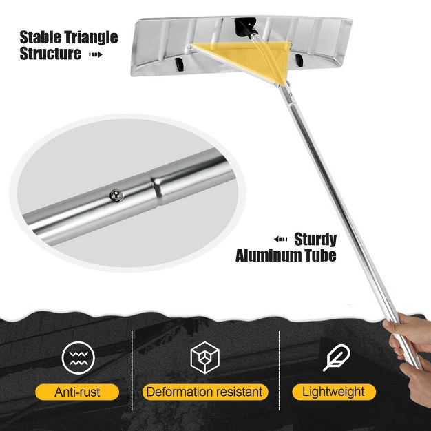 Costway 20ft Snow Roof Rake Reinforced Aluminum Snow Removal Tool For Roof