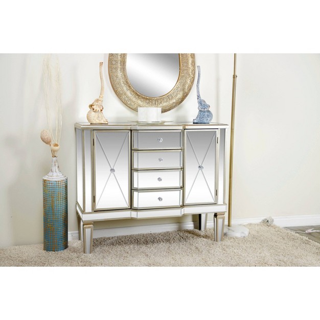 Glam Mirrored Rectangular Storage Cabinet Silver Olivia amp May