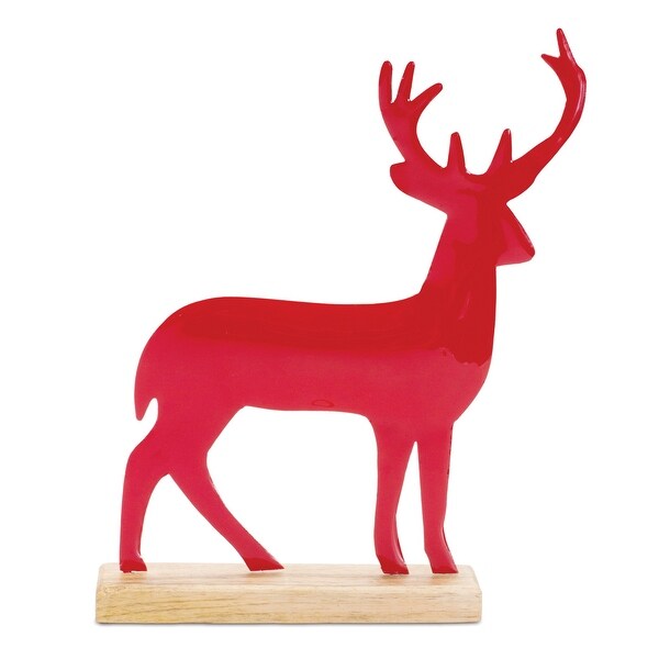 Metal Deer Silhouette with Wood Base (Set of 2)