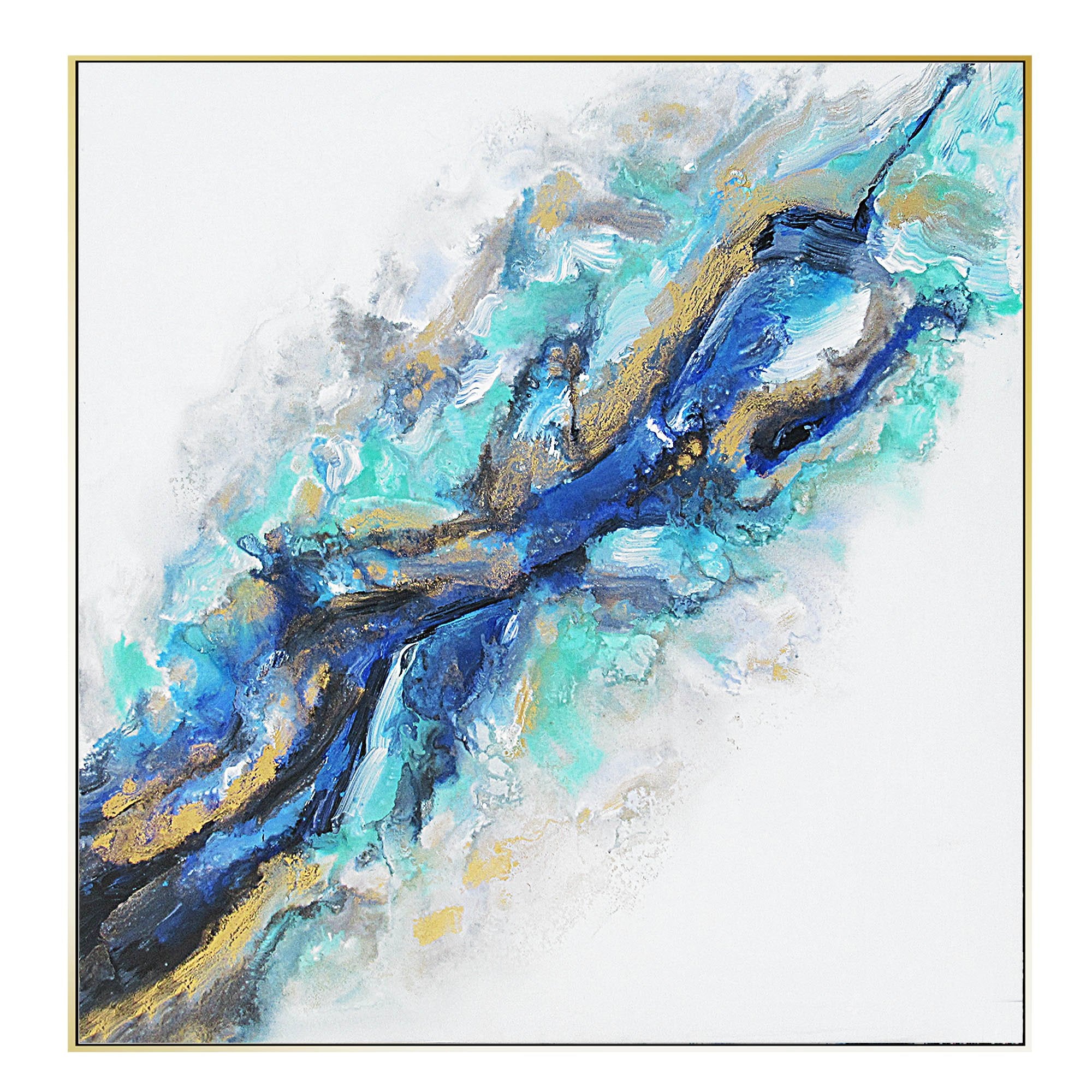 Ice Crack Hand Painted Art Painting With Frame 140X140 Cm Soap0063