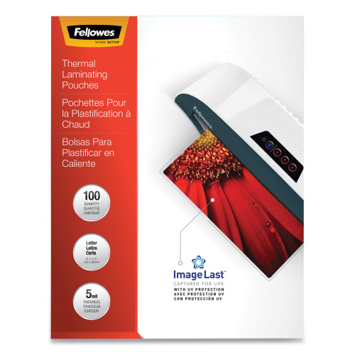 Fellowes ImageLast Laminating Pouches with UV Protection， 5 mil， 9