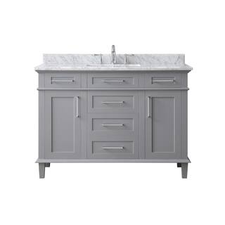 Home Decorators Collection Sonoma 48 in. W x 22.1 in. D x 34.3 in. H Freestanding Bath Vanity in Pebble Gray with Carrara Marble Top Sonoma 48PG