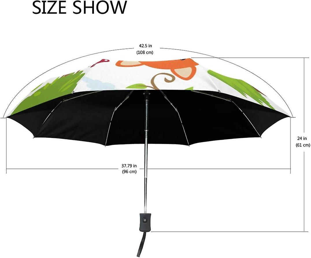 Travel Umbrella Automatic Windproof Foldable Umbrella Forest Animal