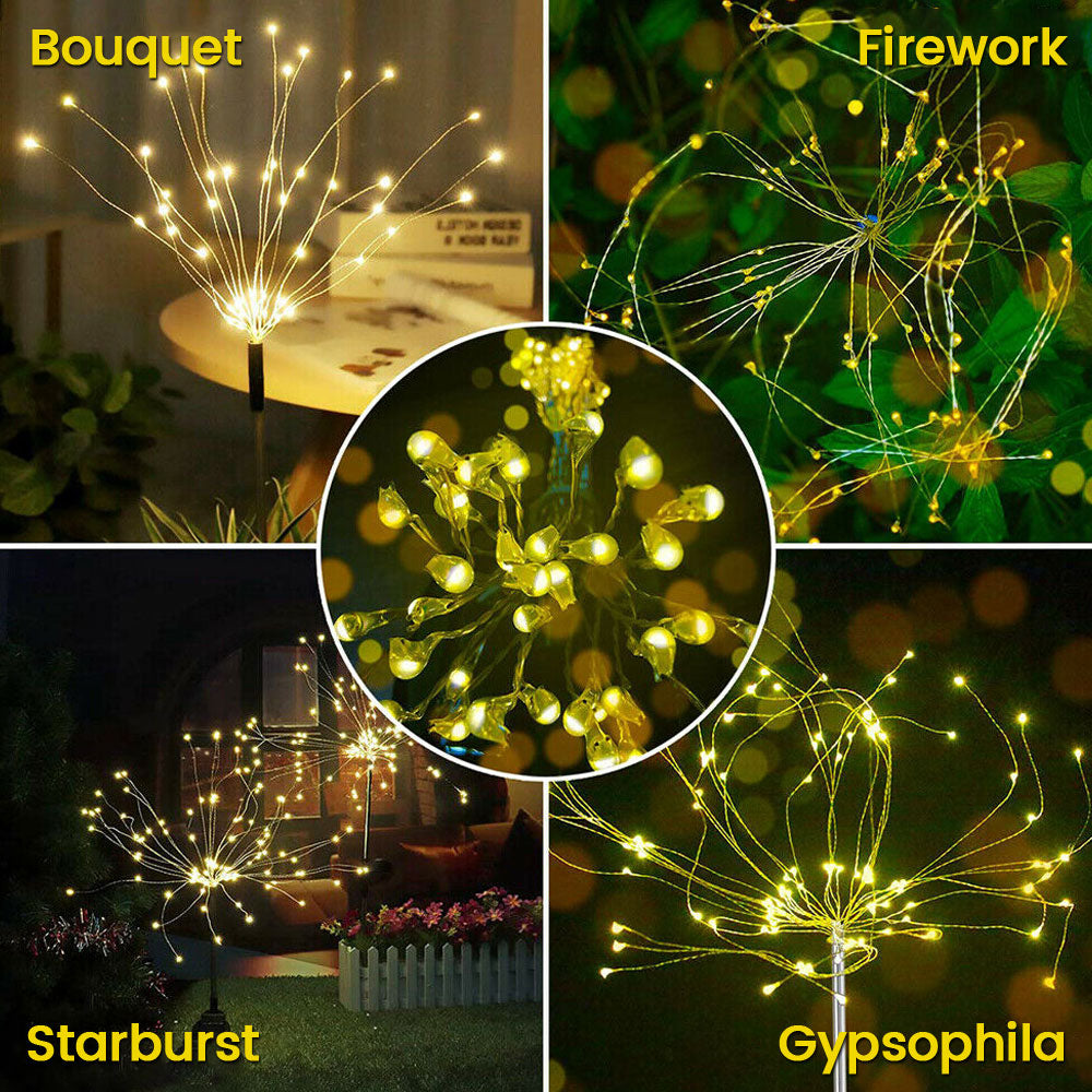 Willstar 90 LED Solar Powered Firework Starburst Stake Fairy Light Lawn Garden Outdoor Wedding