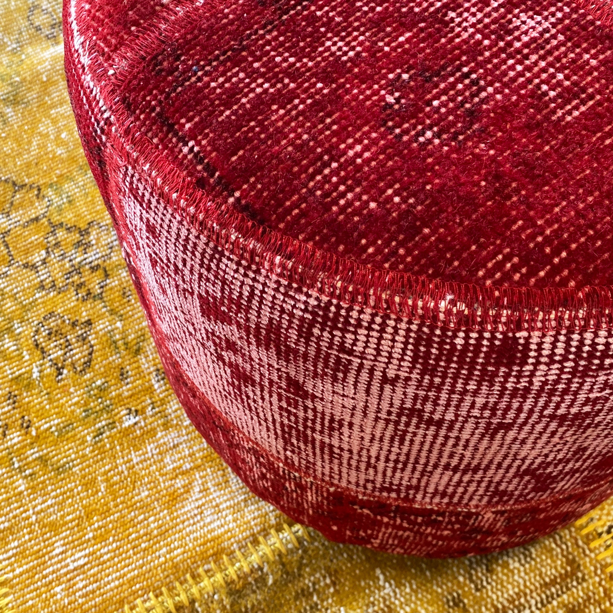 Hali X-Bursa Handmade Over Dyed Pouf Red001