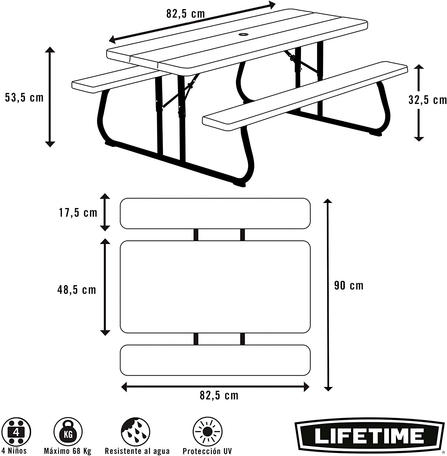 Lifetime 280094 Kid's Picnic Table， Size 1， Almond