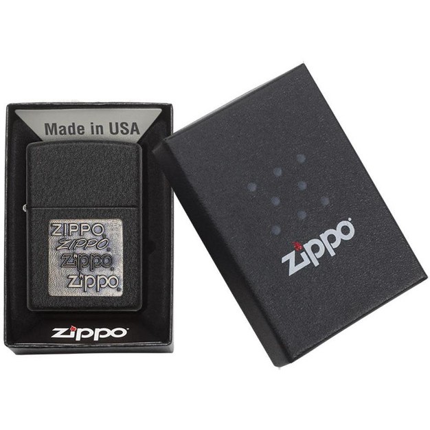 Zippo Black Crackle Gold Logo Design Windproof Lighter