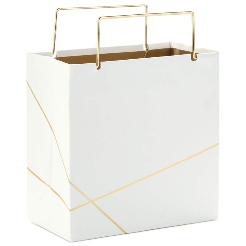 Hallmark  White With Gold Small Square Gift Bag, 5.5