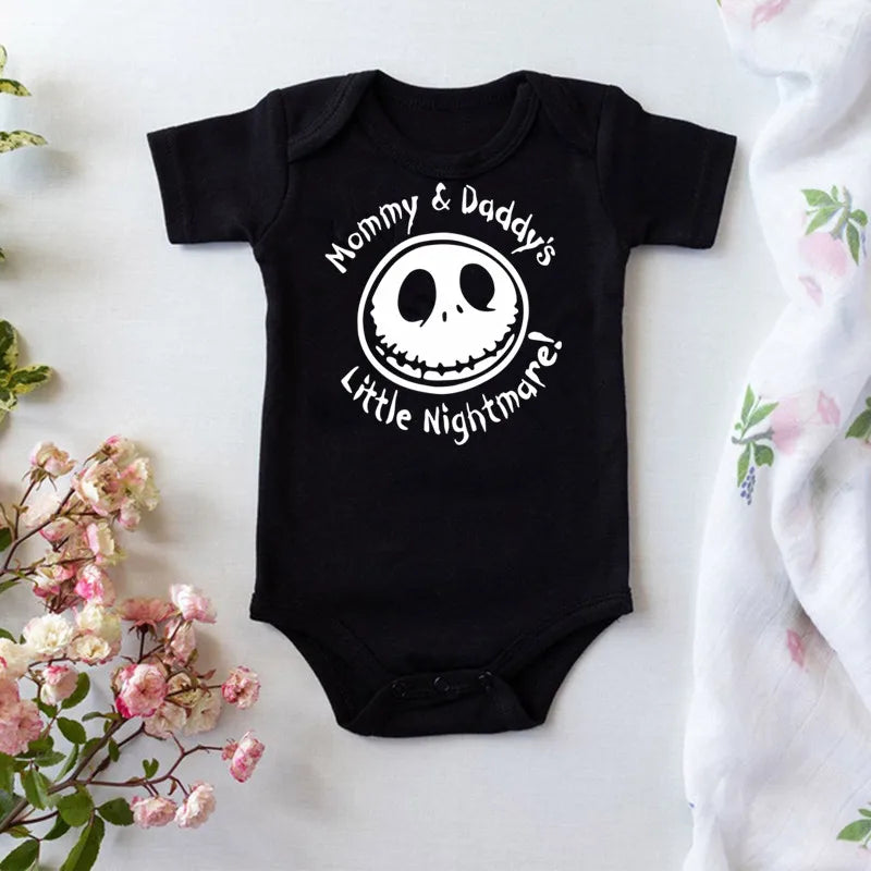 2020 Funny Halloween Newborn Baby Costume Black Short Sleeve Cotton Bodysuit Boys Baby Girl Clothing