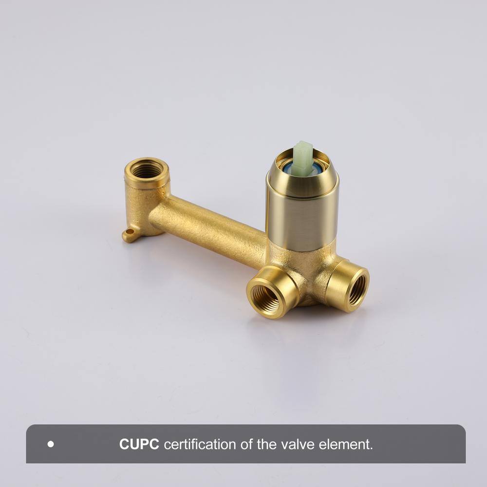 Hlihome Single Hole Wall Mount Bathroom Faucet with Single-Handle Brass in Brushed Gold DK-9004-BG