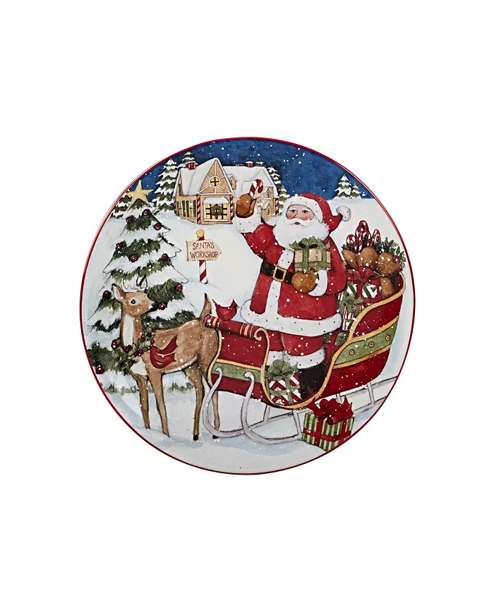 Certified International Santa's Workshop 4 Piece Dessert Plate set