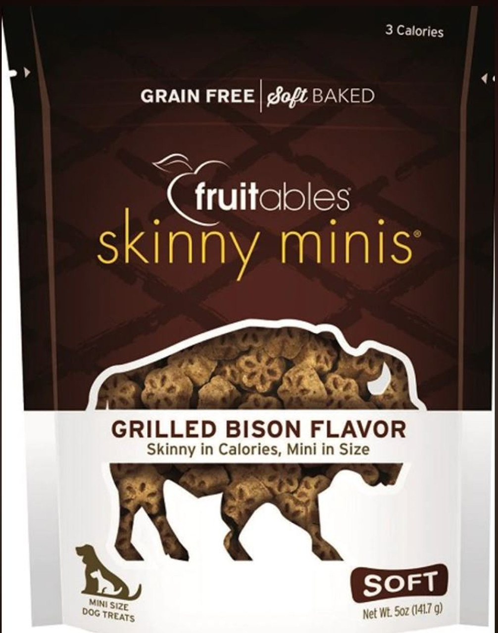 Fruitables Skinny Minis Grain Free Grilled Bison Soft Dog Chews， 5 Oz.