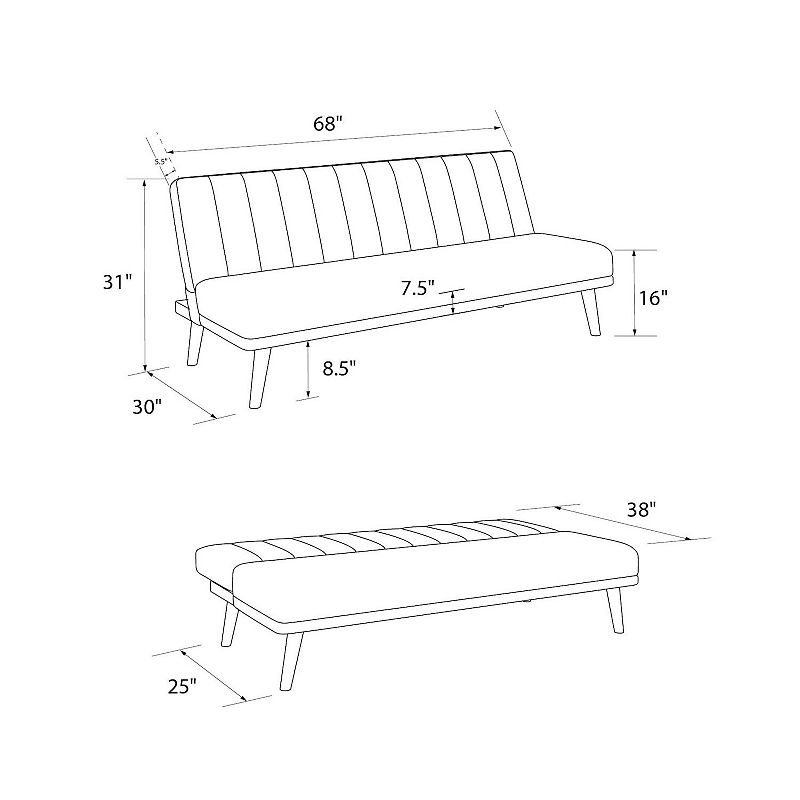 Novogratz Brittany Armless Futon Sleeper