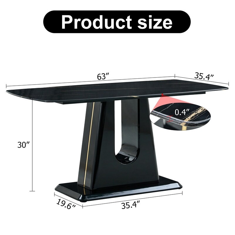 Modern imitation marble tabletop Dining table with MDF U shaped legs