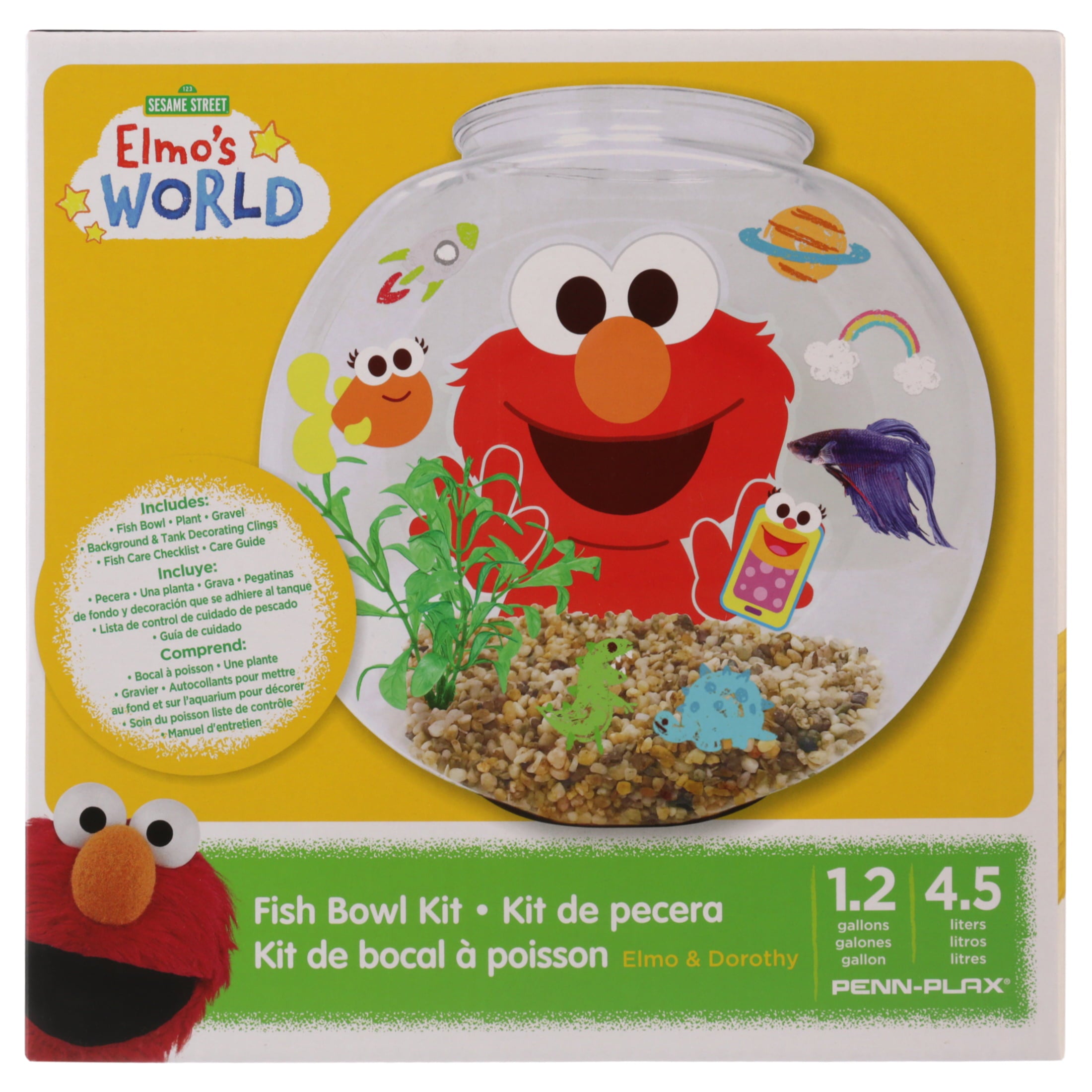 Penn-Plax Officially Licensed Sesame Street Elmo’s World Fish Bowl Kit