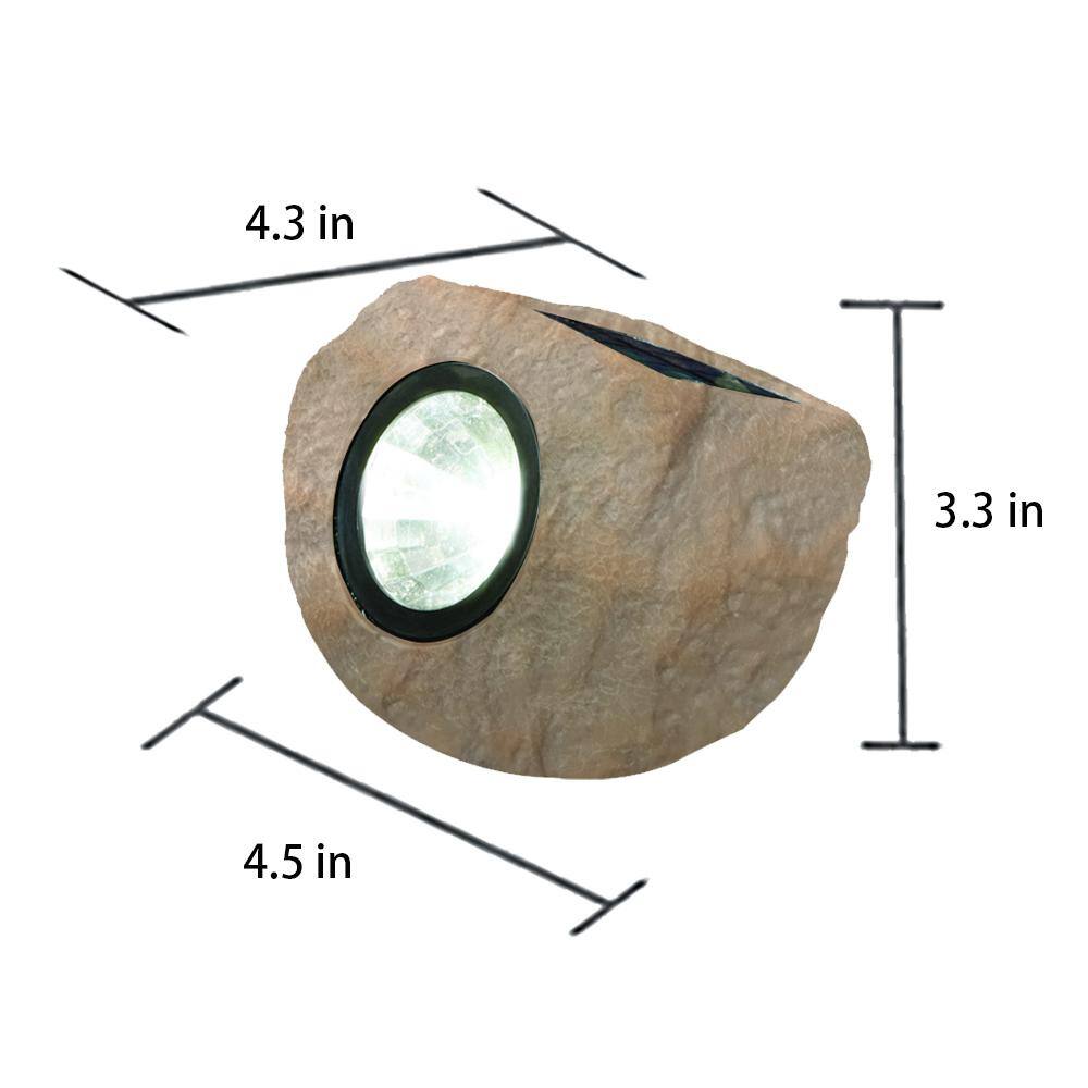 Hampton Bay Solar Sandstone White Faux Rock LED Path light-3PK 50314