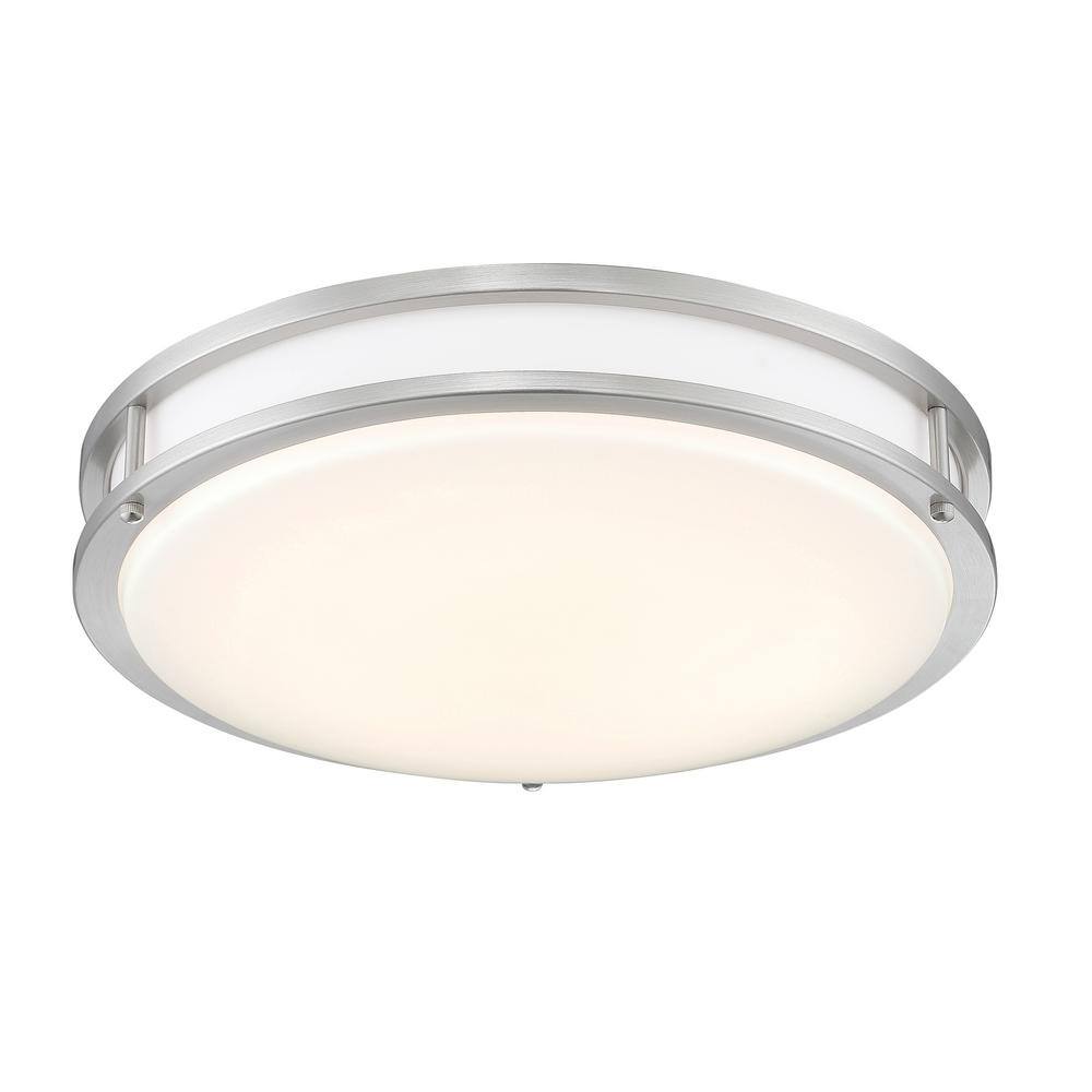 Designers Fountain 14 in. Voice Controlled Colors Brushed Nickel Smart Selectable CCT LED Ceiling Light Flush Mount LED1553RGB-BN