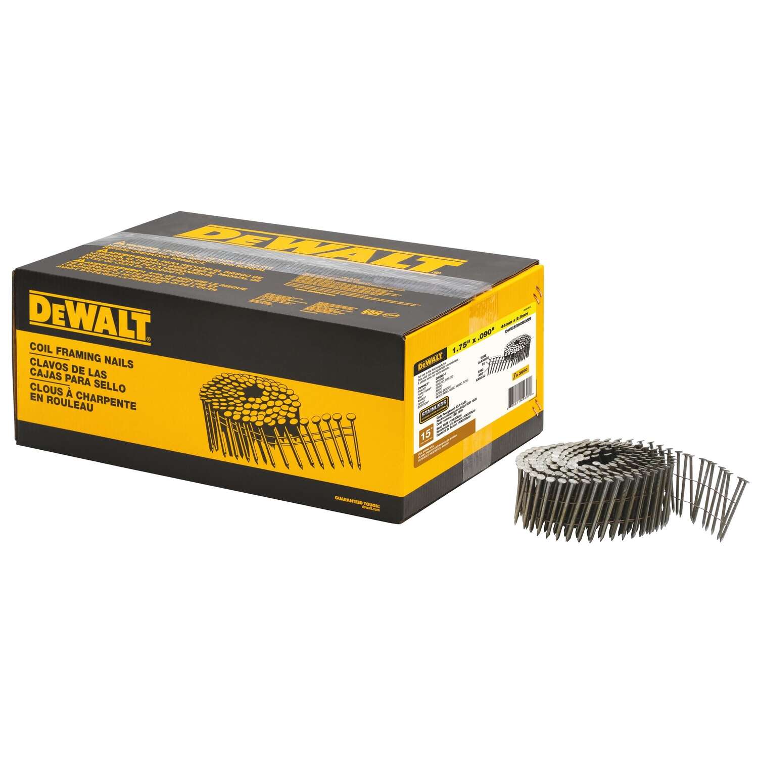 Bostitch 1-3/4 in. 11 Ga. Angled Coil Stainless Steel Siding Nails 15 deg 3，600 pk