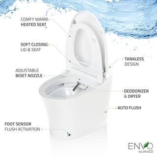 ANZZI Envo Aura Elongated Smart Bidet Toilet in White with Remote TL-STSF851WH