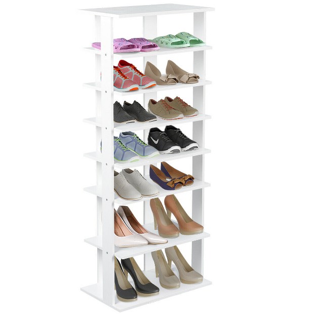 Costway Patented Wooden Shoes Storage Stand 7 Tiers Big Shoe Rack Organizer Multi shoe Rack