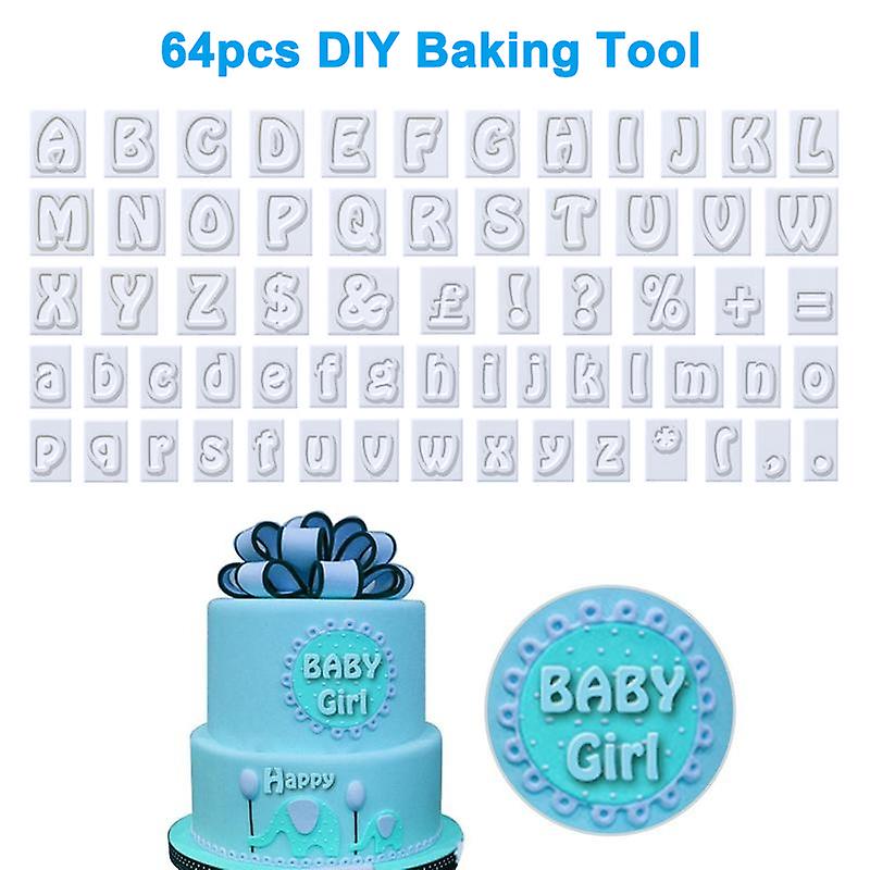 64pcs/set Plastic Cookies Fondant Cutter Alphabet Letters Shape Cake Decorating Tool Baking Supplies