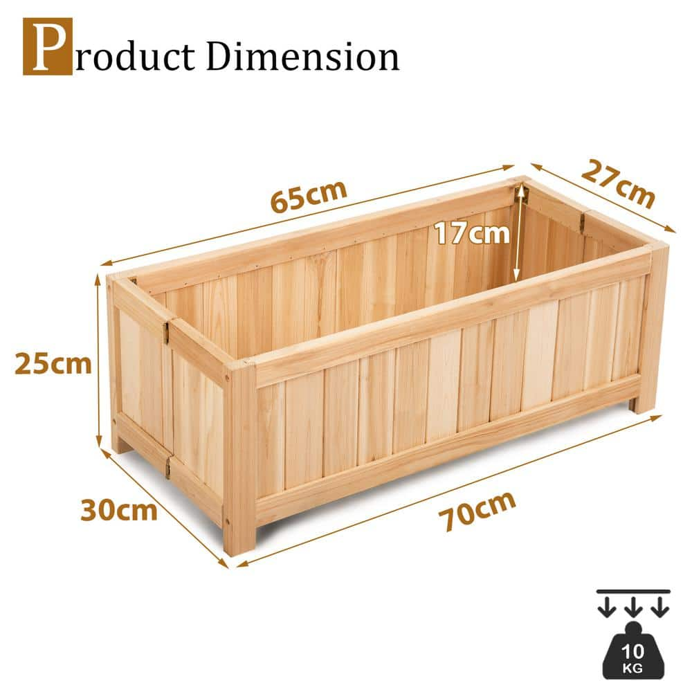 HONEY JOY 27.5 in. L x 12 in. W x 10 in. H Outdoor Wood Planter Raised Garden Bed Elevated Planter Box Kit TOPB005661