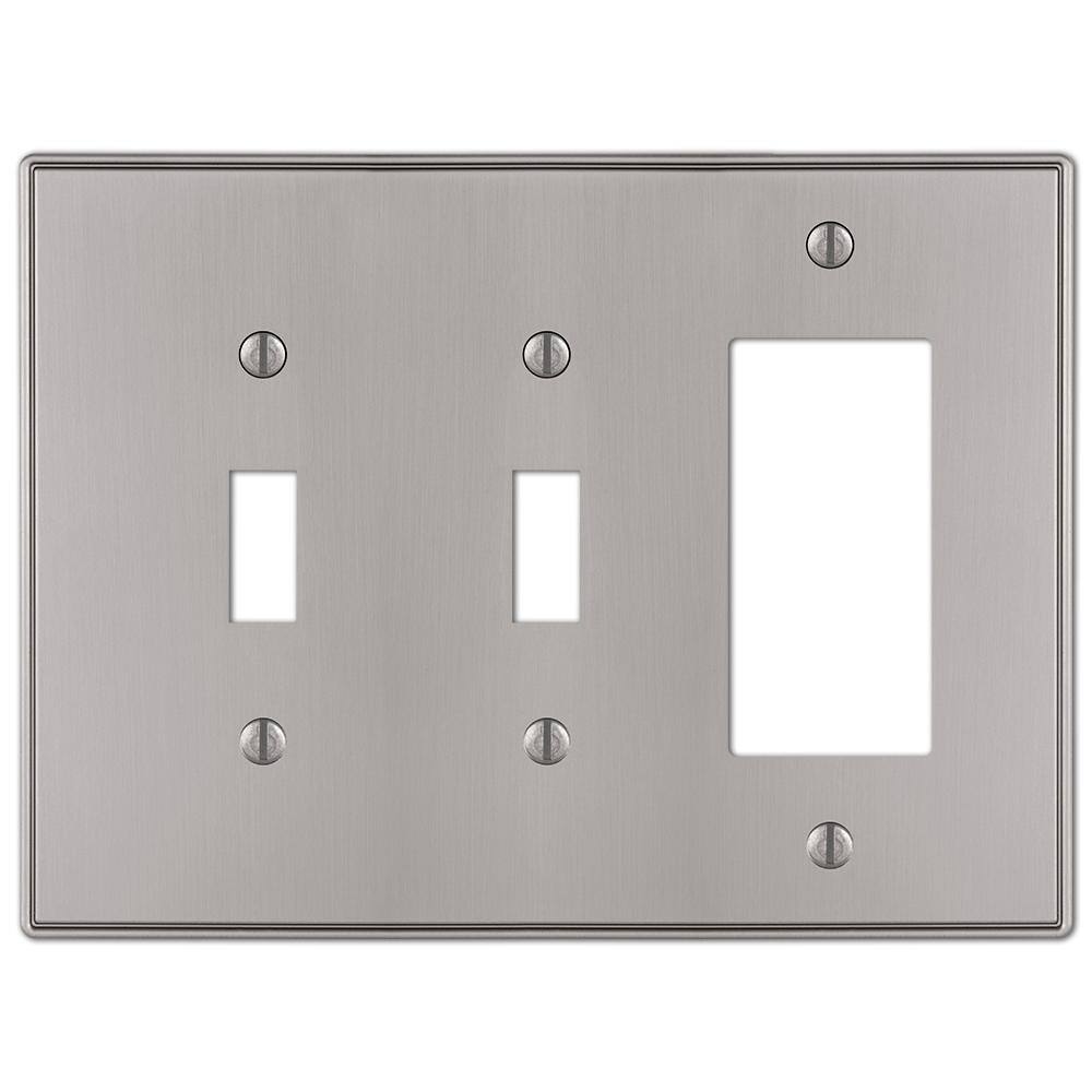 AMERELLE Ansley 3 Gang 2-Toggle and 1-Rocker Metal Wall Plate - Brushed Nickel 70TTRBN