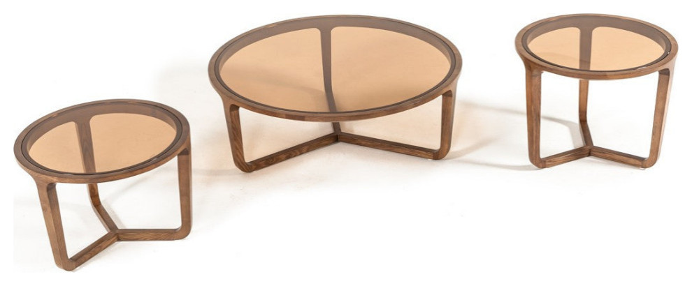 Stefani Modern 3 Piece Walnut Coffee Table Set   Contemporary   Coffee Table Sets   by Rustic Home Furniture Deco  Houzz