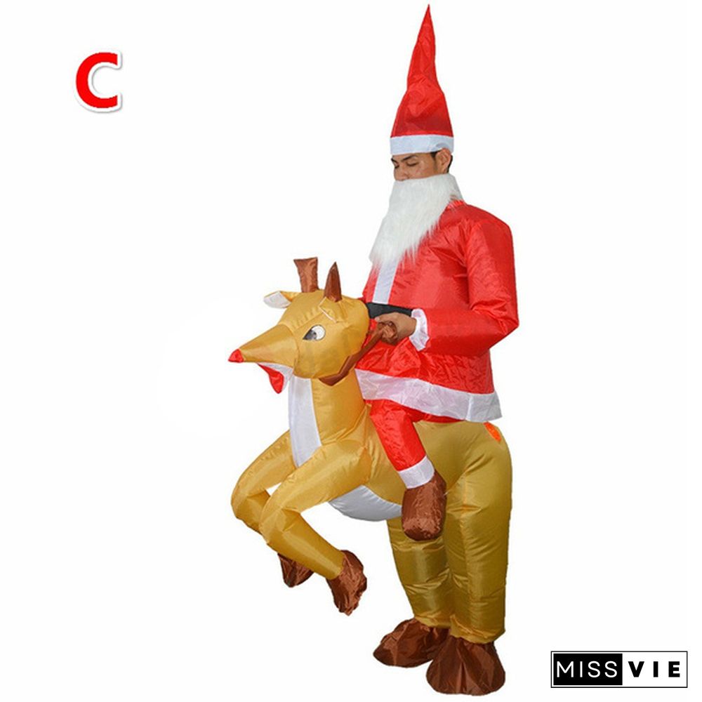 Christmas Inflatable Santa Claus Costumes Adult Kids Snowman Fancy Dress Halloween Carnival Cosplay Outfit Birthday Party Suit