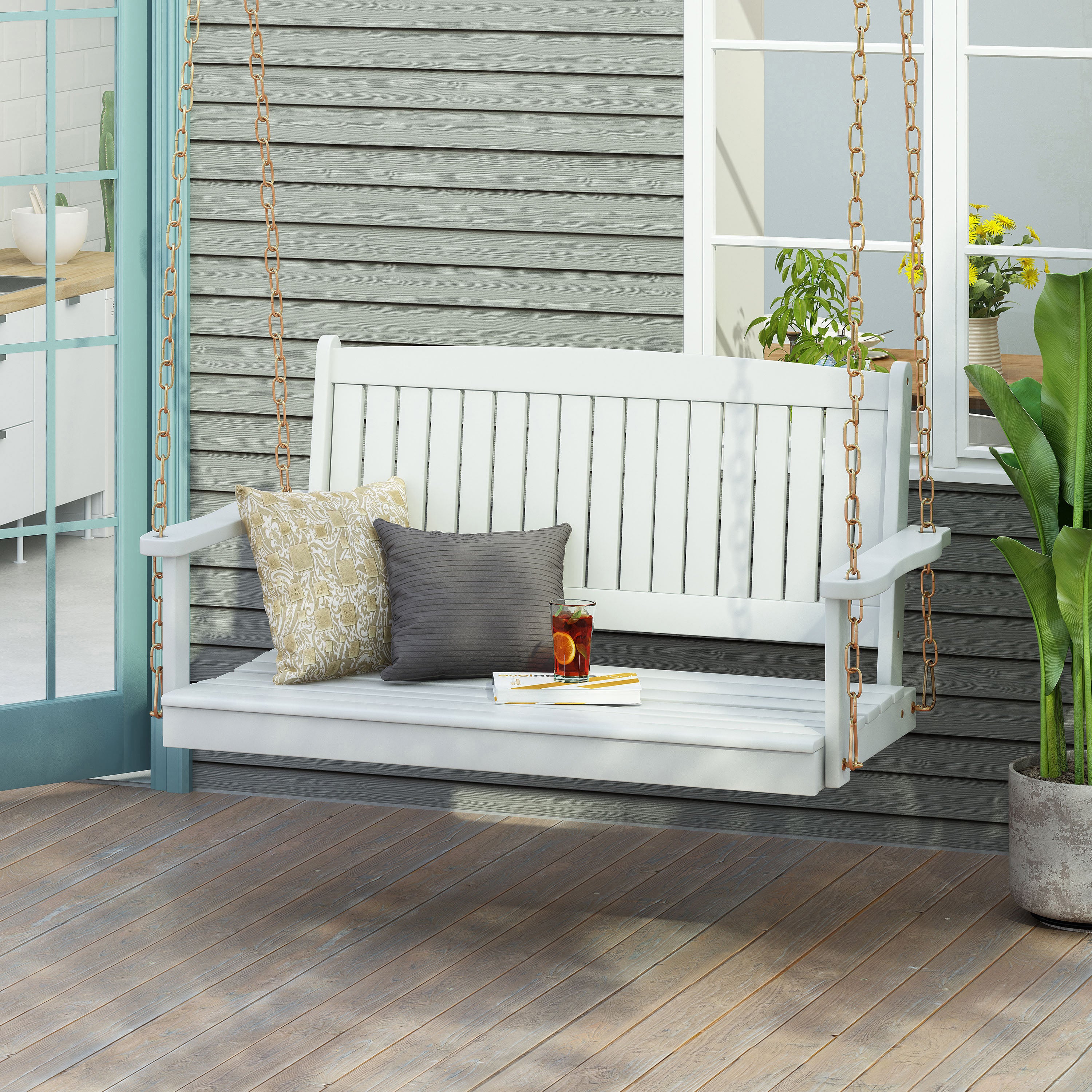 Caspian Outdoor Acacia Wood Porch Swing