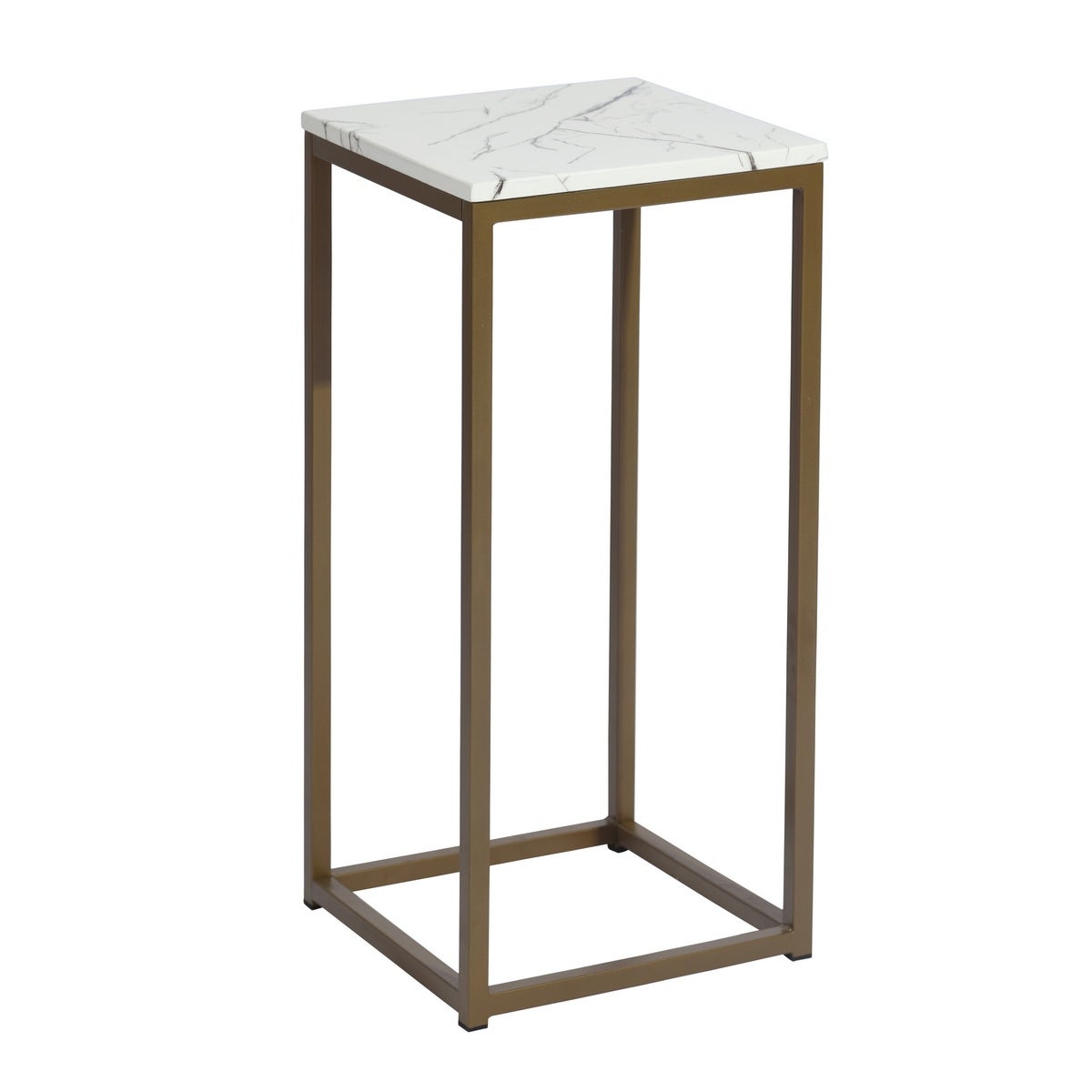 Set of 2 End Table Set， Square Side Tables， Marble panel and Gold frame