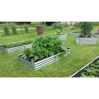 EarthMark Bajo Series 40 in x 76 in. x 10 in. Galvanized Metal Raised Garden Bed Bundle MGB-LB26