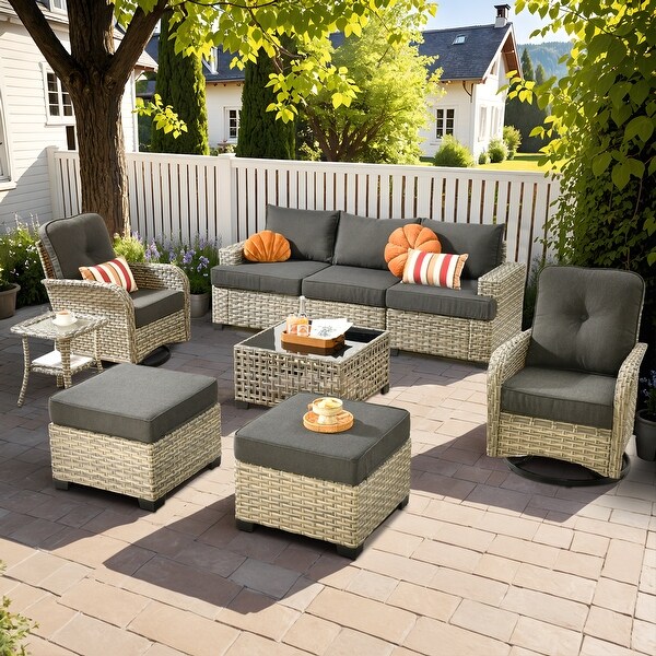 XIZZI 9piece Patio Outdoor Furniture Rattan Wicker Conversation Sofa Set