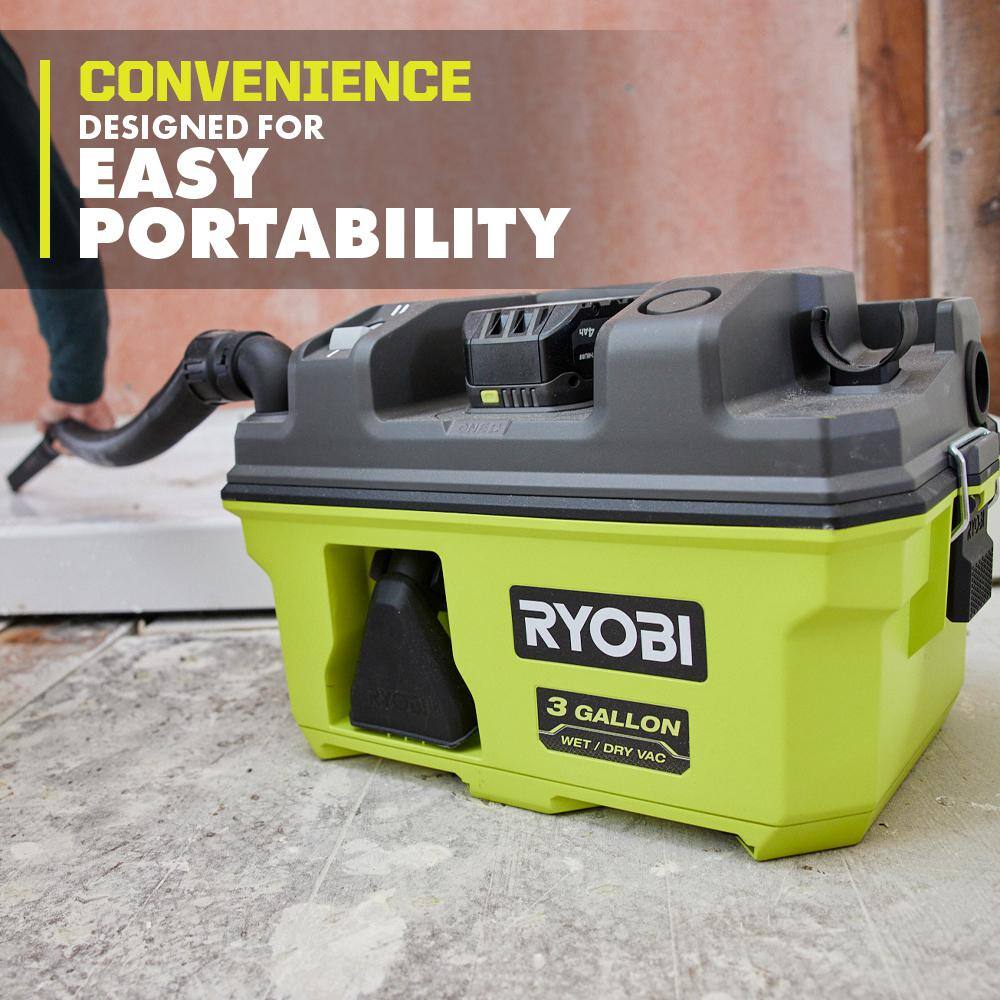 RYOBI ONE+ 18V LINK Cordless 3 Gal. WetDry Vacuum Kit with 4.0 Ah Battery and 18V Charger PCL734K