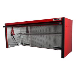 Husky 72 in. W x 24.5 in. D Professional Duty 20-Drawer Mobile Workbench Combo w 2 Side Lockers 2 Top Lockers and Top Hutch HPROSUITE5RED