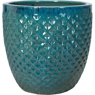 20 in. Turquoise Ceramic Hexham Garden Planter VPX4-21C-TQ