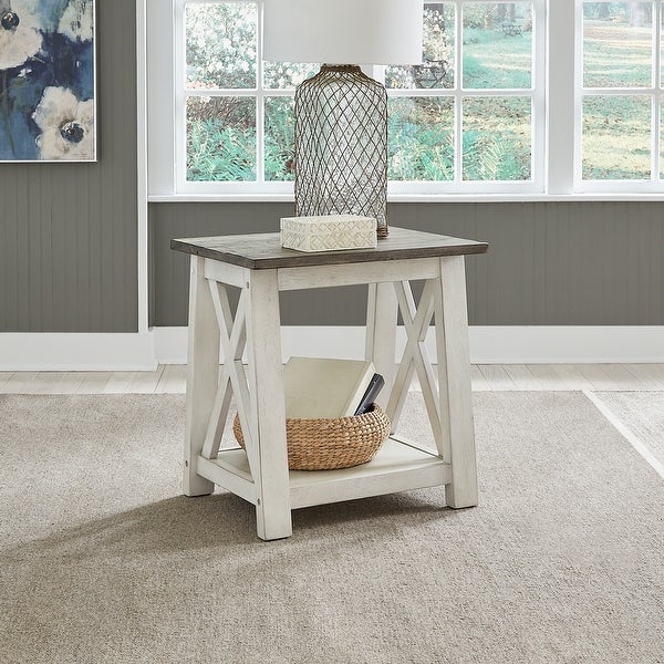 Laurel Bluff Antique White Dust Grey End Table